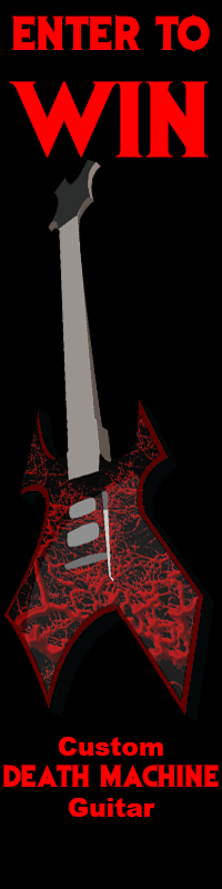 Enter to win a custom Death Machine guitar! - Black electric guitar with red vein design.